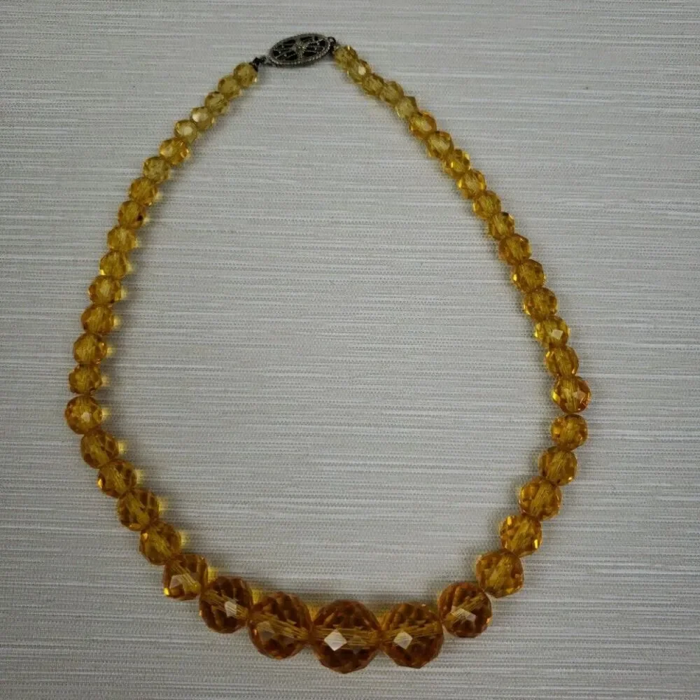 VTG Canary Yellow Faceted Graduated Glass Bead 13.5